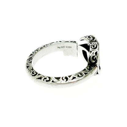 Gucci Silver Arabesque GG Engraved Edge Key Ring 5.6g 925 Engraved 394052 Ring