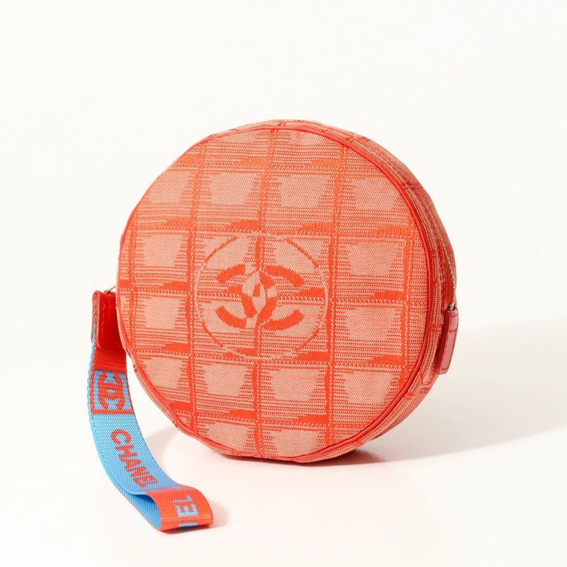 Chanel New Travel Line Accessory Pouch Round Shape CC Logo Coco Mark Made In