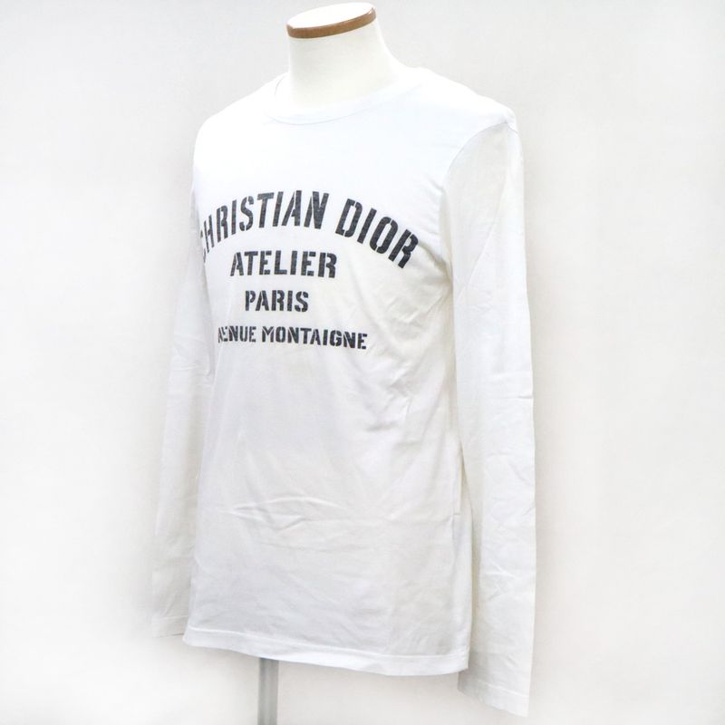 Dior Atelier Logo Long Sleeve T-shirt 043j611a0589 M Size White Cotton