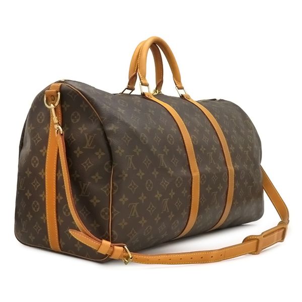 Louis Vuitton Boston Bag Keepall Bandouliere 55 Monogram Canvas Monogram Gold