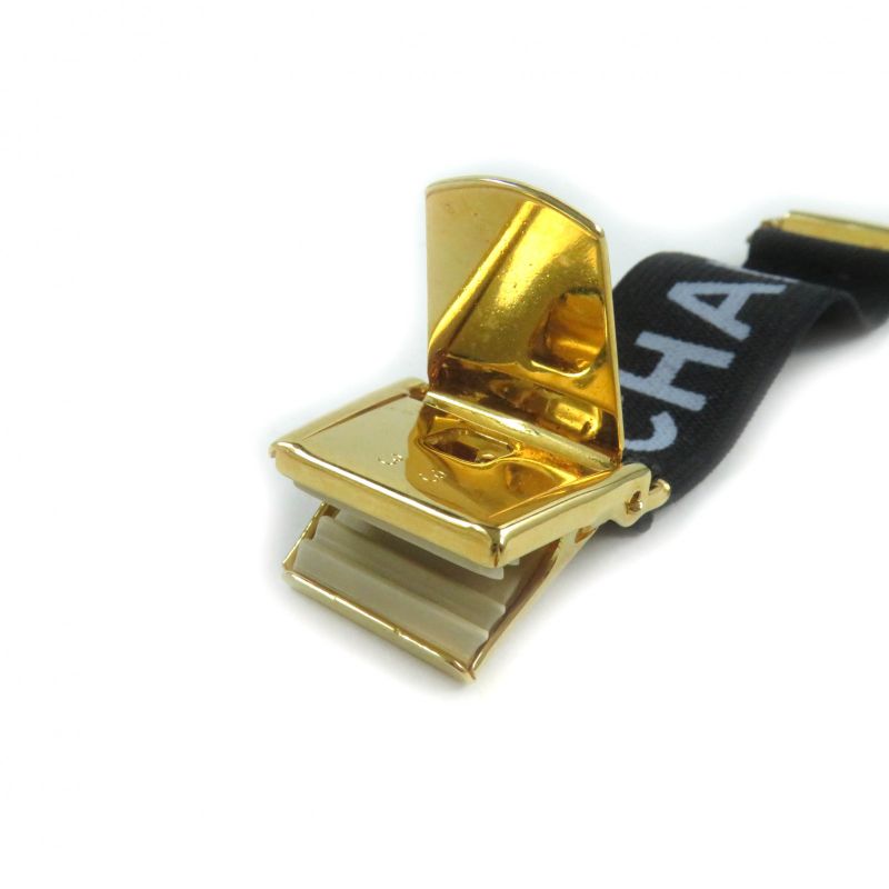 CHANEL Vintage Logo Design Armband Fashion Accessory Black Gold Made In Italy