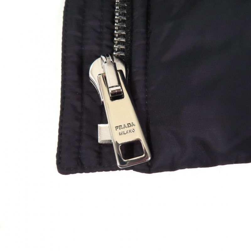 Prada 290545 Triangle Logo Zip Up Down Jacket Outerwear Black 42 Women