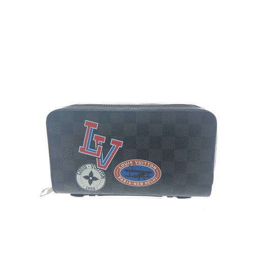 Louis Vuitton Long Wallet Round Zipper Travel Case Damier Graphite LV League