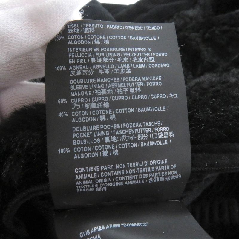 Saint Laurent Paris 529578 Chinstrap Lined Mouton Corduroy Duffle Coat Black 44