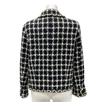 Chanel Jacket Size 42 L Women's P09771 Black And Ivory Tweed / Long Sleeves /