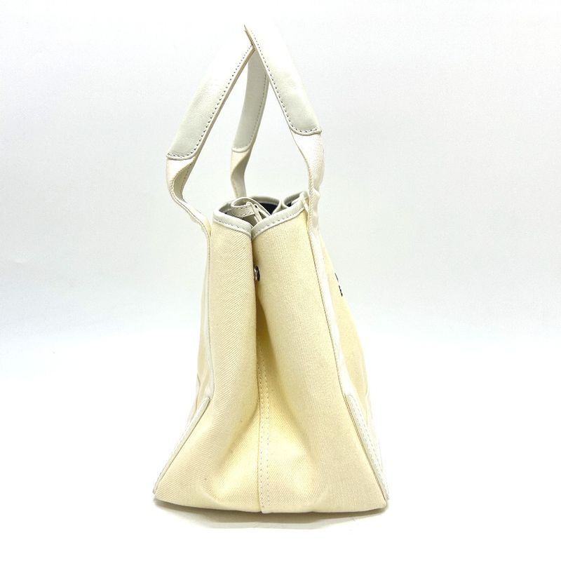 Balenciaga Tote Bag Navy Cabas S 339933 Canvas/leather White