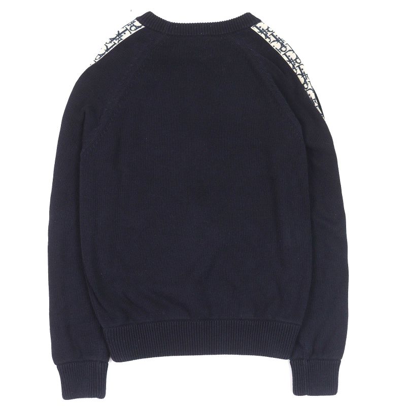 DIOR Christian DIOR Homme 113m638at187 Cotton Silk Oblique Sleeve Pullover Knit Sweater Navy