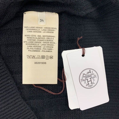 Hermes Dress Wool Black Knit Short Sleeve