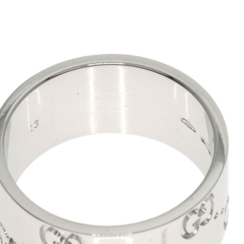 Gucci GG Icon Wide #13 Ring - 18K White Gold Ladies