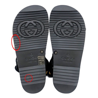 Gucci Sandals Crystal Belt Black 701158 Size 36 GG Logo Mesh Women's