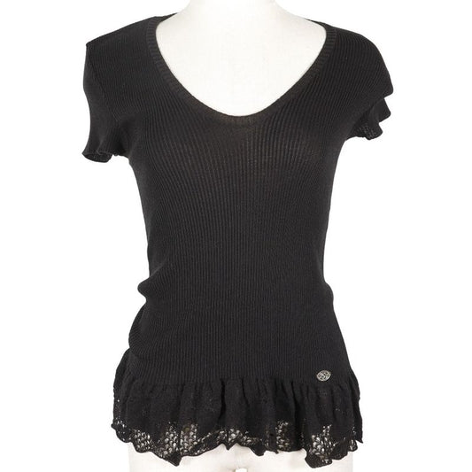 Chanel Short Sleeve Coco Mark Summer Knit P28461k00111 06P Cotton And Nylon