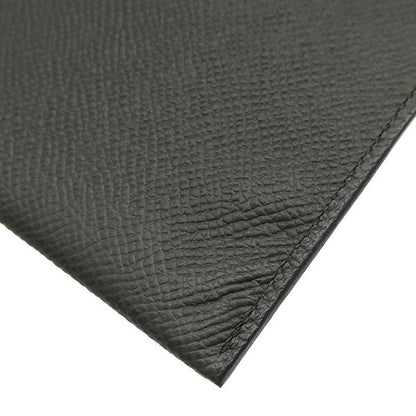 Hermes Clutch Bag Pochette Calvi MM Vaux Epson Corvair Silver Hardware Blue