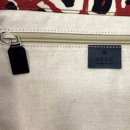 Gucci Tote Bag Red Black Leopard 282439 Excellent Condition