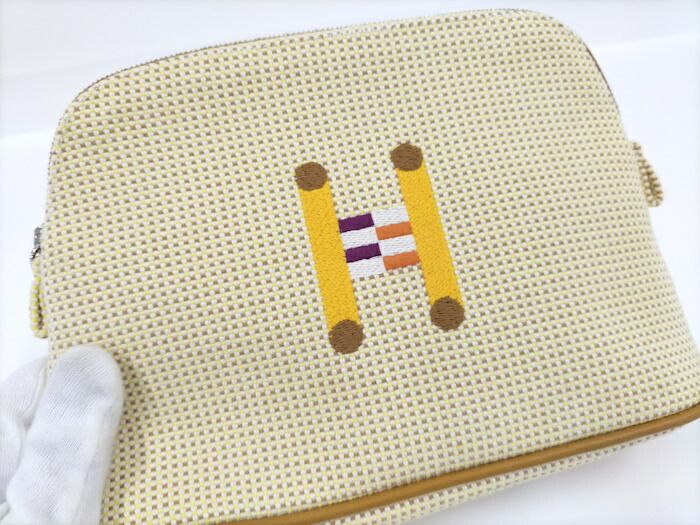 Hermes Bolide Pouch 20 Mini Pochette Crazy H Limited Edition Canvas Natural