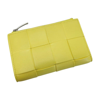 Bottega Veneta Maxi Intrecciato Yellow Bifold Wallet Leather