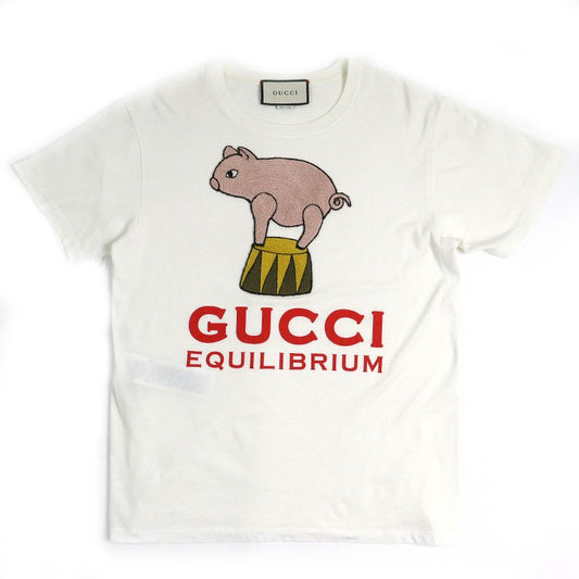 Gucci 615044 100% Cotton Equilibrium Pig Embroidery Crew Neck Short Sleeve