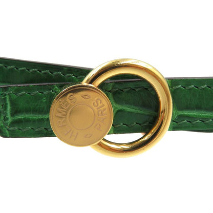 Hermes Serie X Engraved Polosus Gold Hardware Green Brown Belt 0131 Hermes
