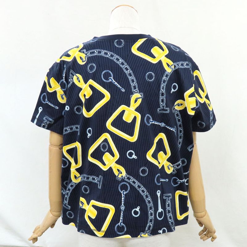 Hermes Boxy T-shirt Carre Idoscope Effect H4h4641dh 40 Navy Yellow