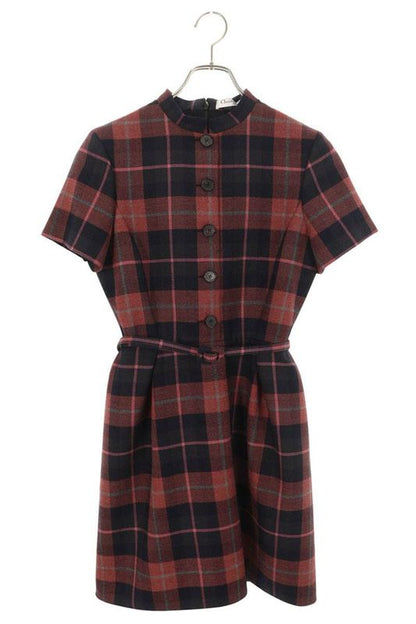 Christian Dior 511r54a1640 Belted Checkered Dress Women 36