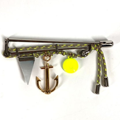 Louis Vuitton Brooch Rope LV Logo Metal Silver