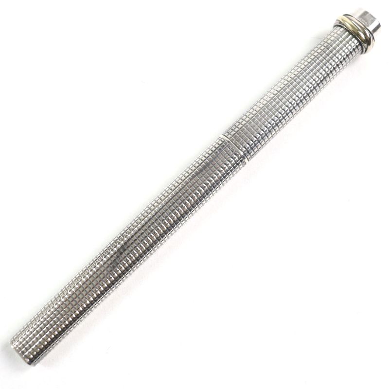 Cartier Trinity Ballpoint Pen With Logo Engraved On The Cap Silver Lattice