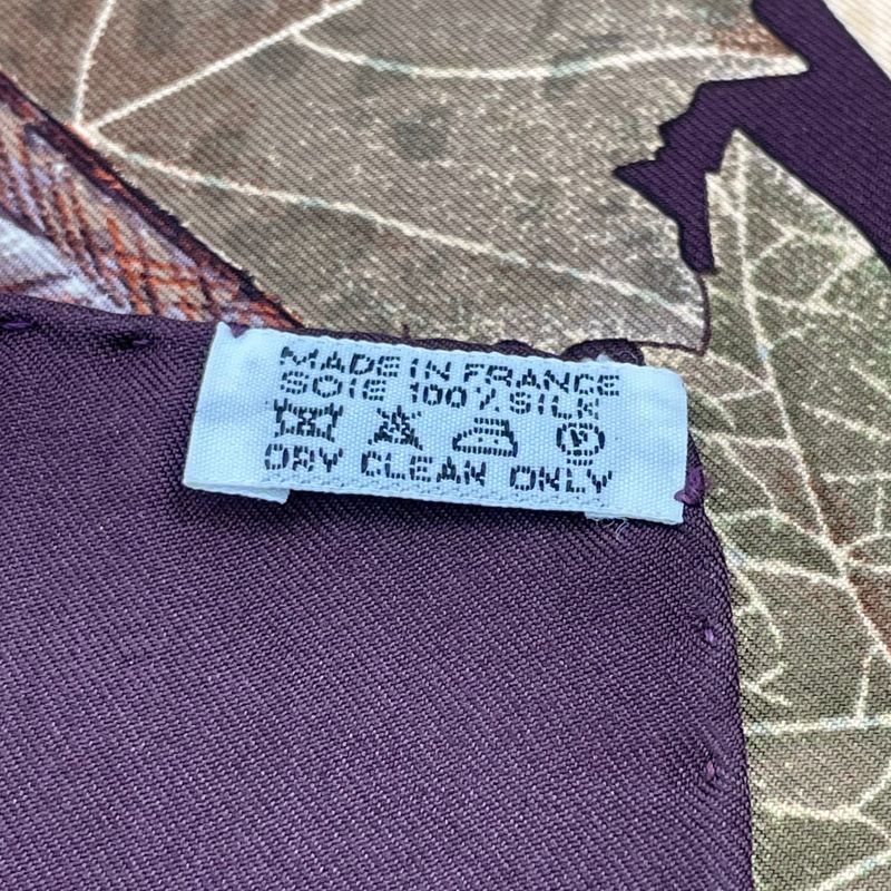 Hermes Carre 90 Scarf Vendanges Grape Harvest Pattern Brown 100% Silk