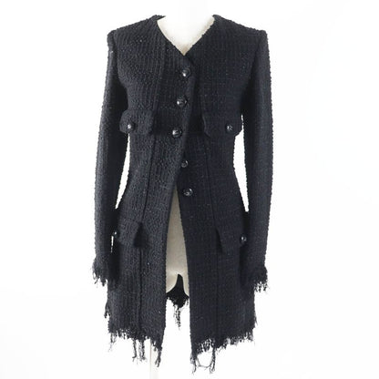 CHANEL 22C P71826 Runway Wear Rhinestone Coco Button Iridescent Tweed Coat