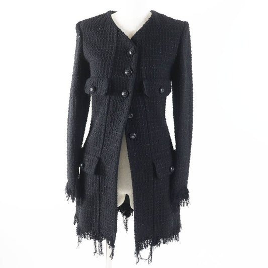 CHANEL 22C P71826 Runway Wear Rhinestone Coco Button Iridescent Tweed Coat