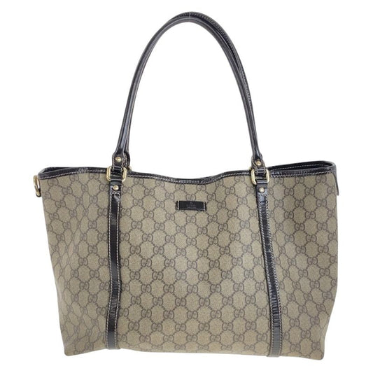 Gucci Beige Brown Gold Hardware GG Supreme Canvas 197953 Tote Bag Shoulder Bag