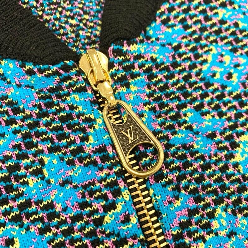 Louis Vuitton Outer Jacket Blouson Monogram Zip Up Black Blue