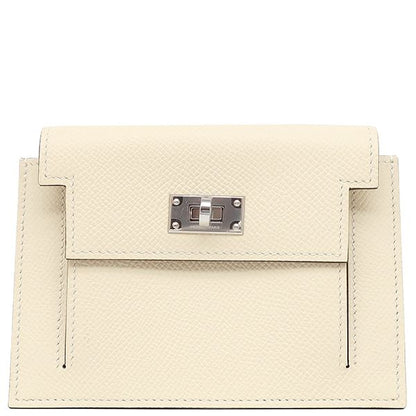 Hermes Coin Case Kelly Pocket Compact Vaux Epson Nata Silver Hardware Ivory B