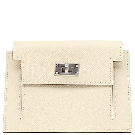 Hermes Coin Case Kelly Pocket Compact Vaux Epson Nata Silver Hardware Ivory B