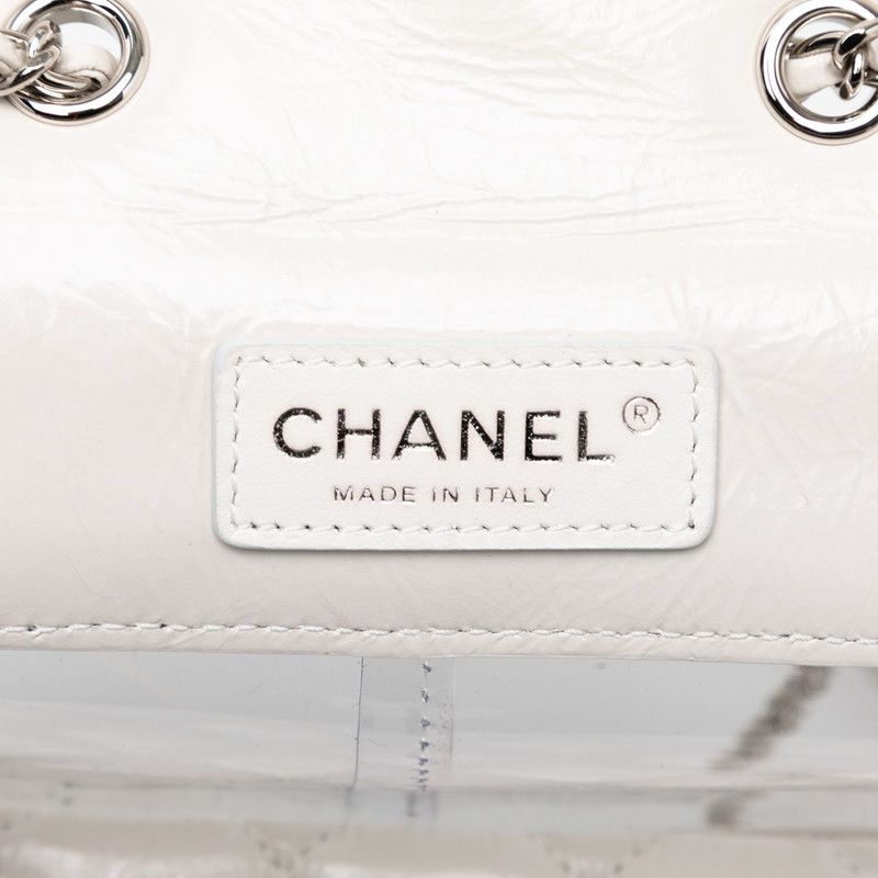 Chanel Matelasse Coco Mark Chain Shoulder Bag Handbag White Clear Leather Vinyl