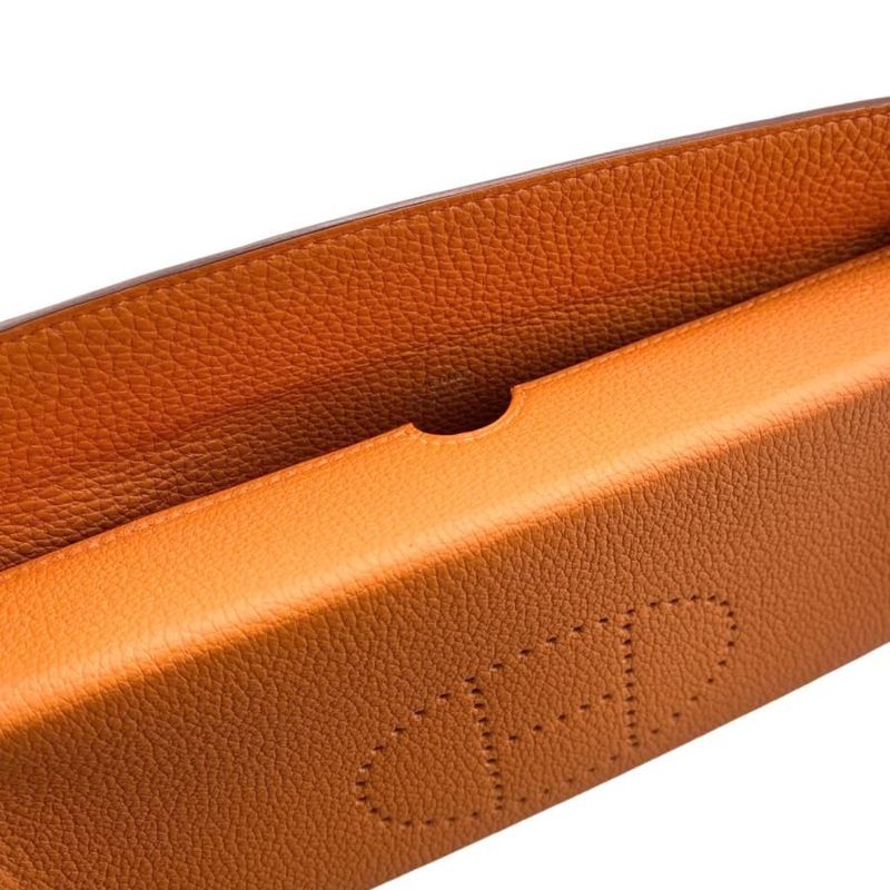 Hermes Shoulder Bag Vidpoche Stamped B H Logo Orange White Navy Hermes