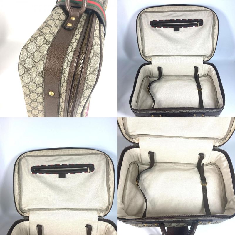 Gucci Boston Bag Angry Cat Snake Patch 424501 GG Supreme Canvas Beige