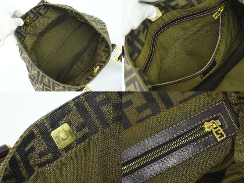 Authentic Fendi Zucca Tote Handbag Canvas Brown 26329 Zucca Bag Pre-owned