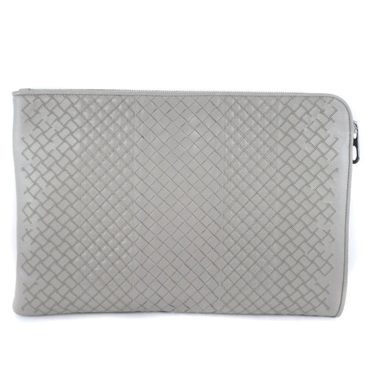 Bottega Veneta Bottega Veneta Intrecciato Calf Gray Men's Clutch Bag