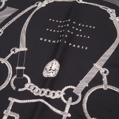 Hermes Carre 90 Planche D Etvde Formal Attire Etude Rhinestone Silk Black 1565