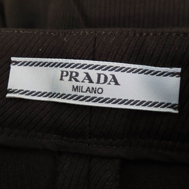 Prada 2023 P235h Virgin Wool Bottoms Pants Black 36 Ladies