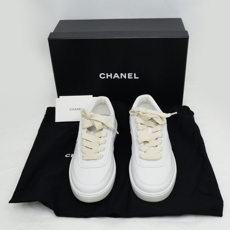 Chanel Coco Mark Sneakers - Gg39978 24P Size 39 24.5cm (9.65in) White