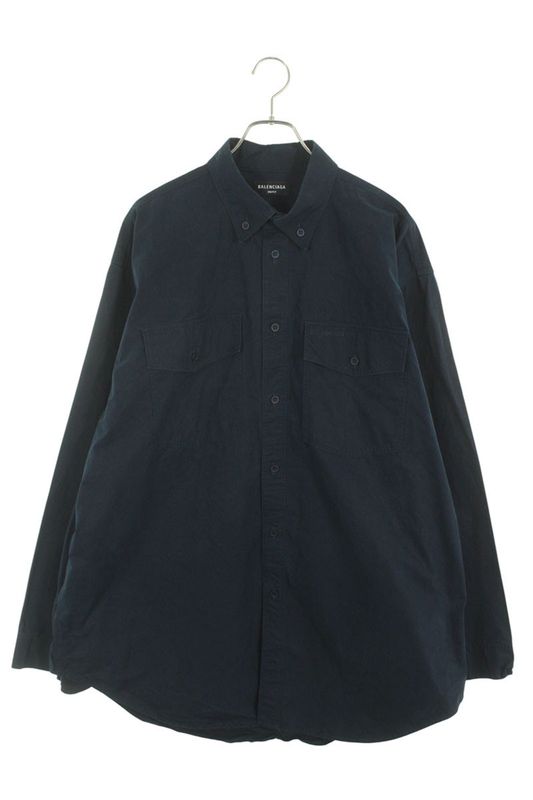 Balenciaga 658806 Tkm02 Logo Embroidered Oversized Long Sleeve Shirt Men XXS