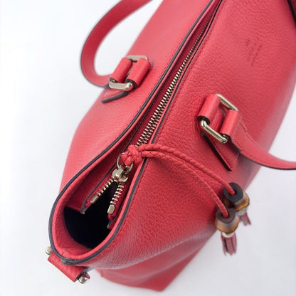 Gucci Bamboo Leather Pin Cles D Tote Bag Gold 365345