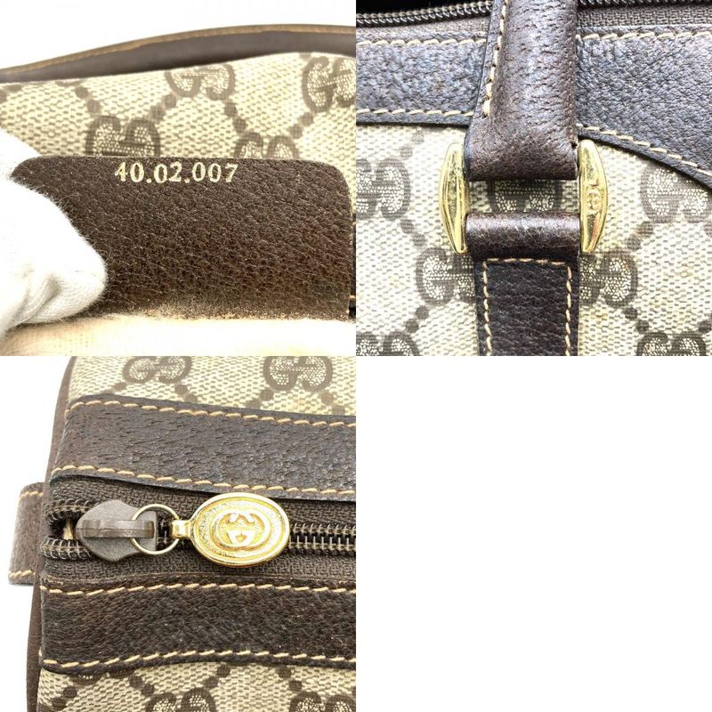 Gucci 40 02 Boston Bag Handbag GG Supreme Leather Brown Ladies Men Old Vintage