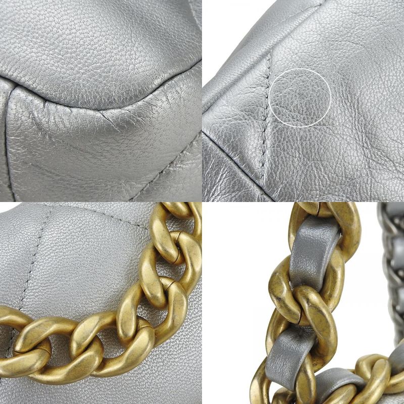 Chanel Shoulder Bag Chanel 19 As1160 Coco Mark Matelasse Leather Silver Gold