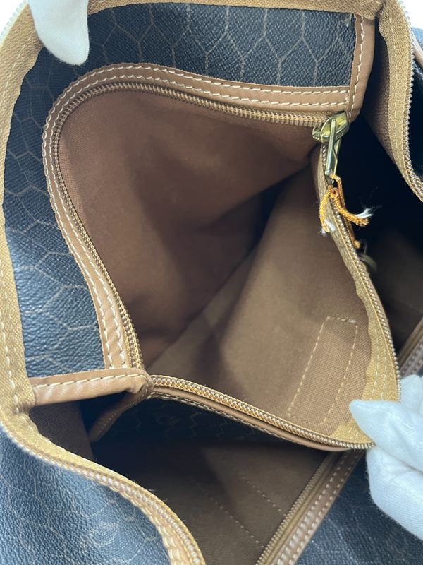 Christian DIOR Boston Bag With Honeycomb Pattern Brown