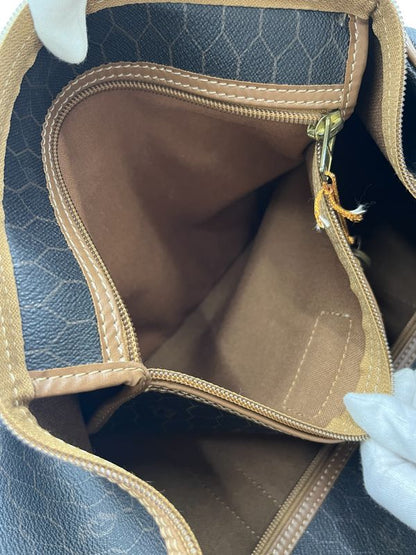 Christian DIOR Boston Bag With Honeycomb Pattern Brown