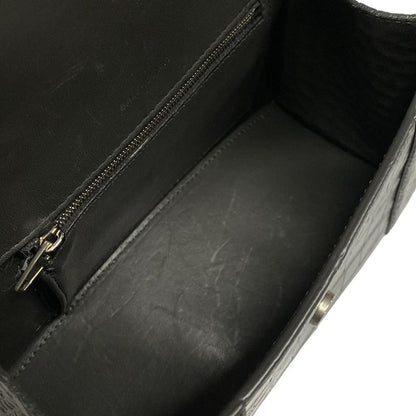 Balenciaga Handbag Hourglass Top Handle Small 593546 Dark Grey Croc Shape