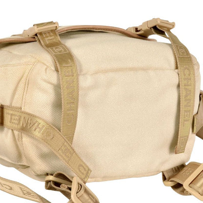 Chanel Coco Mark Sport Line Backpack Canvas Beige
