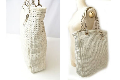 Christian Dior Tote Bag A4 Christian Dior Bag Lady Dior Intrecciato White Silver