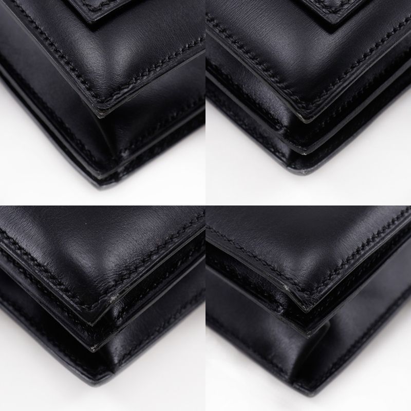 Hermes Piano 25 Vintage Box Calf Black 0Q Ladies Handbag
